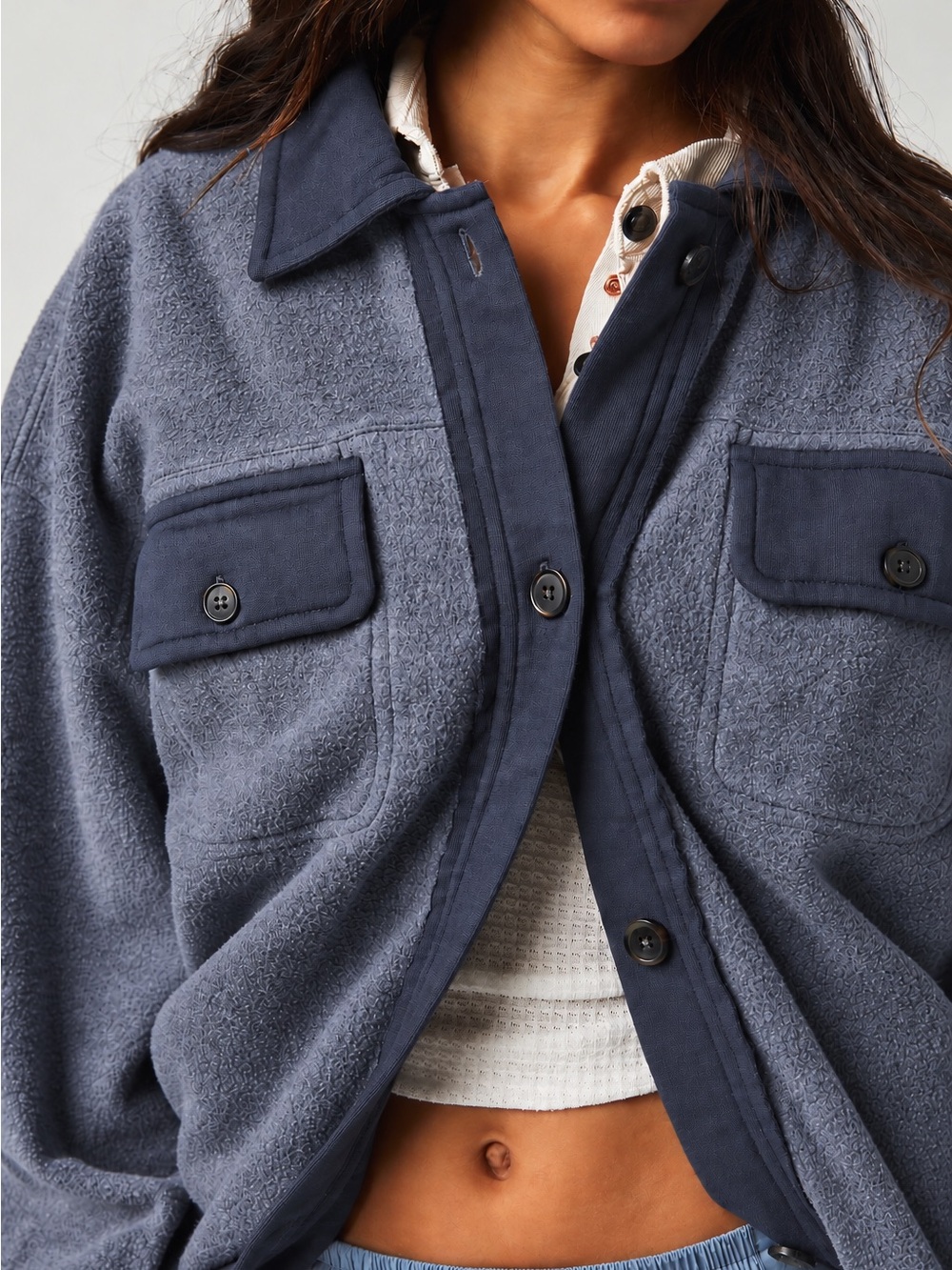 NWOT FREE PEOPLE Ruby Jacket | Navy Size S Oversized - Picture 3 of 6